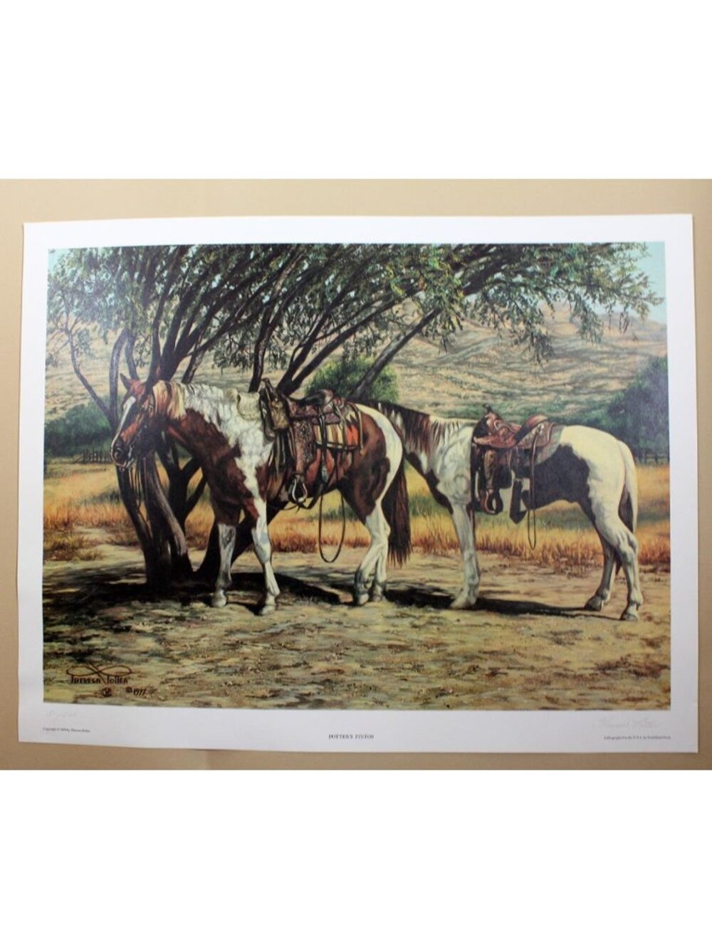 Theresa Potter 1979 Litho Print Potter's Pintos Signed Numbered 51/200